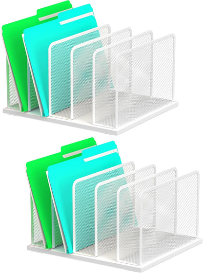 Desk File Organizer Upright Mesh Desktop Organizer File Sorter Office Organization File Holder for Home, Office & Classroom (Black, 5-Section)