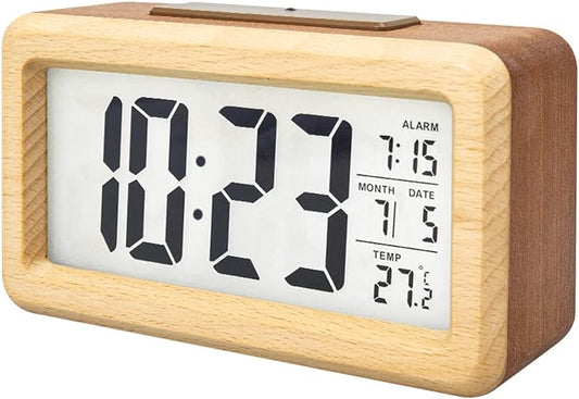 Wooden Digital Battery Operated Alarm Clocks for Bedrooms