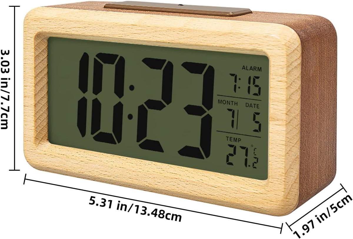 Wooden Digital Battery Operated Alarm Clocks for Bedrooms