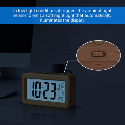 Wooden Digital Battery Operated Alarm Clocks for Bedrooms