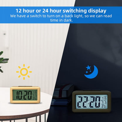 Wooden Digital Battery Operated Alarm Clocks for Bedrooms