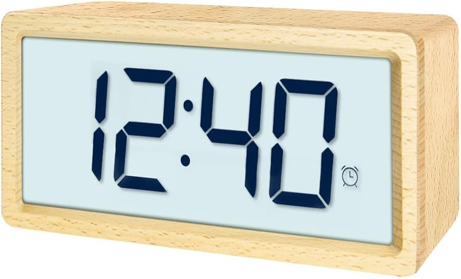 Wooden Digital Battery Operated Alarm Clocks for Bedrooms
