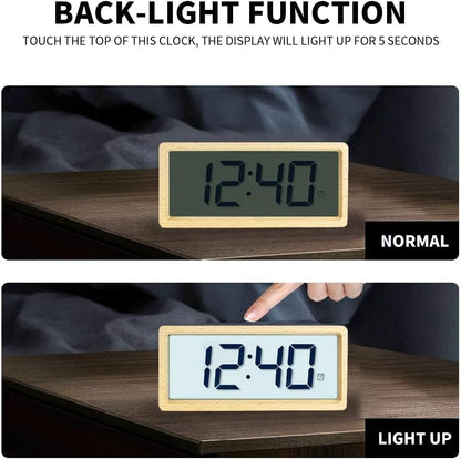 Wooden Digital Battery Operated Alarm Clocks for Bedrooms