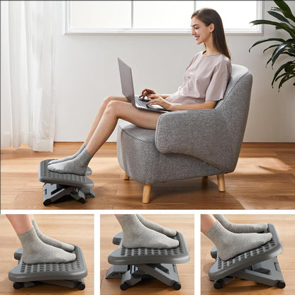 Adjustable Foot Rest for Under Desk with 3 Height Position, Gray