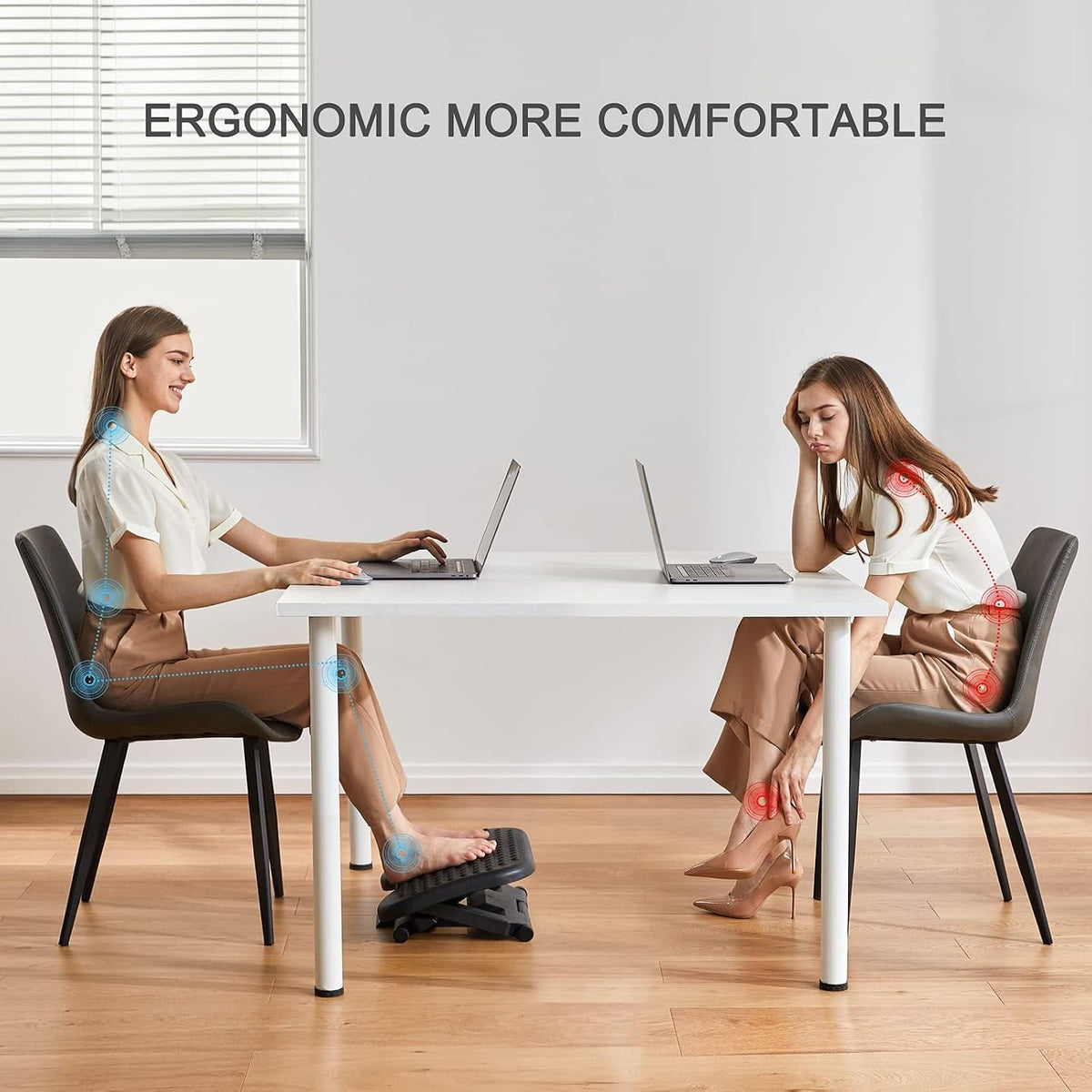 Adjustable Foot Rest for Under Desk with 3 Height Position, Gray