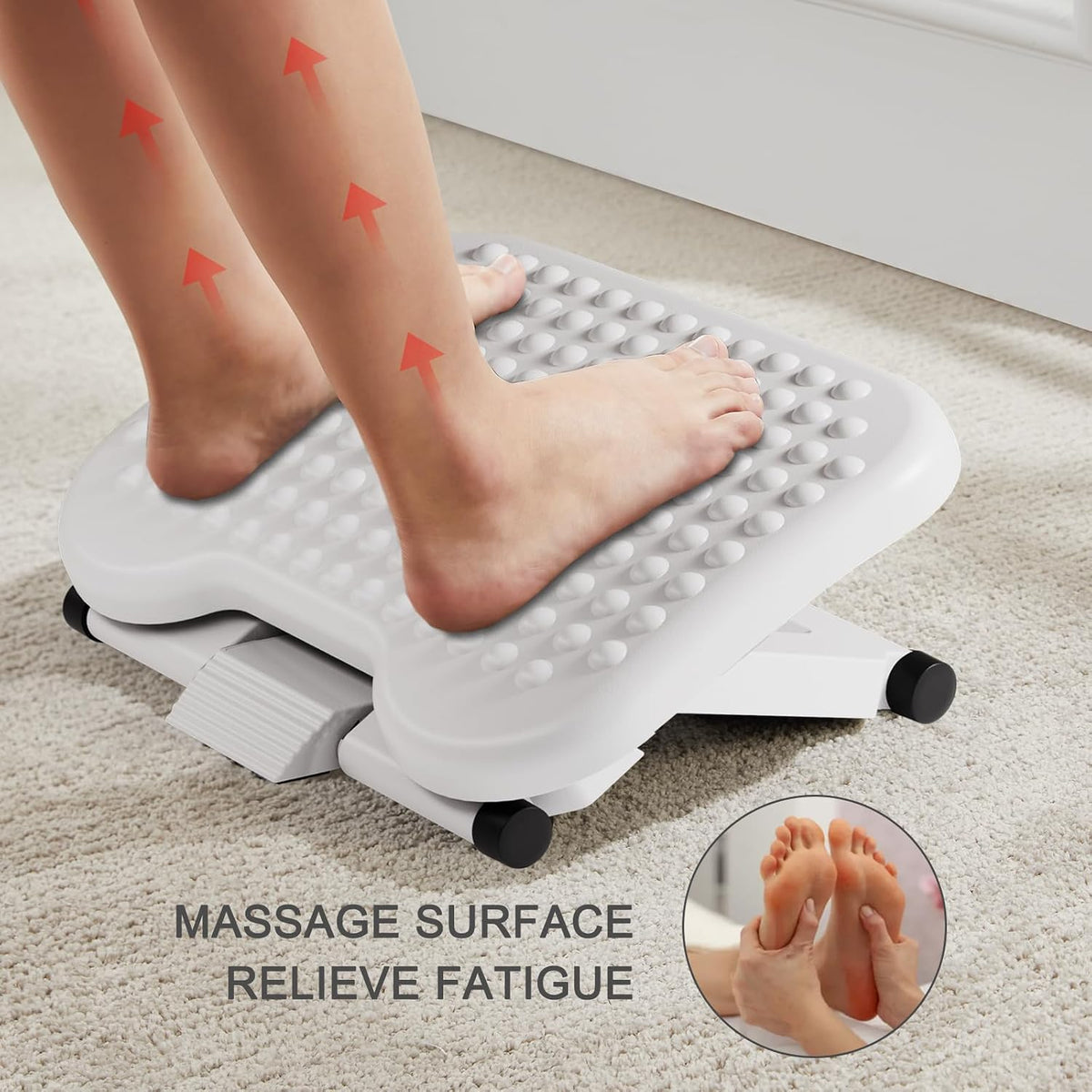Adjustable Foot Rest for Under Desk with 3 Height Position, Gray