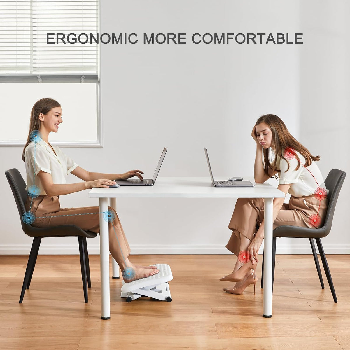 Adjustable Foot Rest for Under Desk with 3 Height Position, Gray