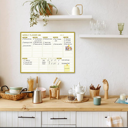 Golden Monthly Dry Erase Calendar Whiteboard for wall-16"X12" Portable Aluminum Frame,Magnetic Calendar White Board,Wall Planner Dry Erase Board for Office, Kitchen, School, Home-GG