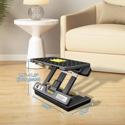 Foldable Foot Rest, Computer Foot Rest Under Desk, 12Modes Adjustable Ergonomic for Office, Loading Capacity 80 pounds, Removable Soft Cloth Pad,All-Season(Yellow)