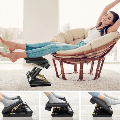 Foldable Foot Rest, Computer Foot Rest Under Desk, 12Modes Adjustable Ergonomic for Office, Loading Capacity 80 pounds, Removable Soft Cloth Pad,All-Season(Yellow)