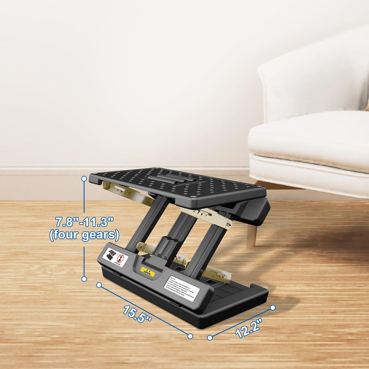 Foldable Foot Rest, Computer Foot Rest Under Desk, 12Modes Adjustable Ergonomic for Office, Loading Capacity 80 pounds, Removable Soft Cloth Pad,All-Season(Yellow)
