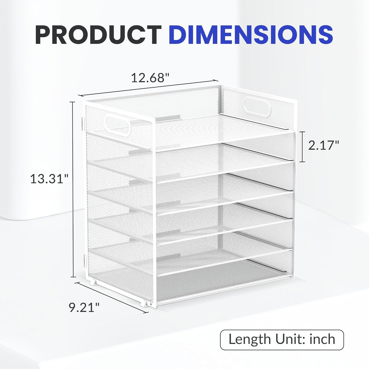 6-Tier Paper Organizer for Desk with Handle, Black
