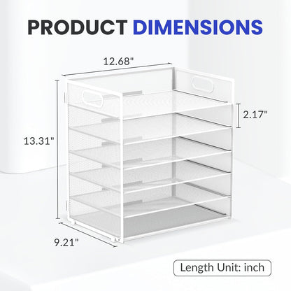 6-Tier Paper Organizer for Desk with Handle, Black