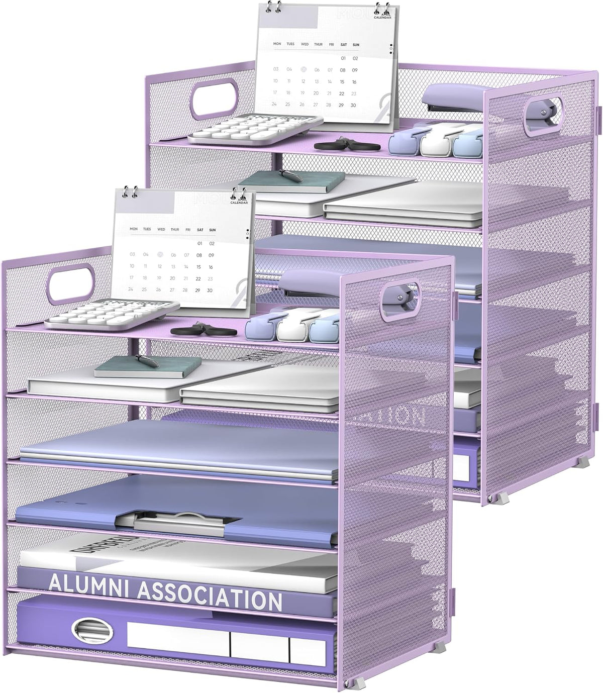6-Tier Paper Organizer for Desk with Handle, Black