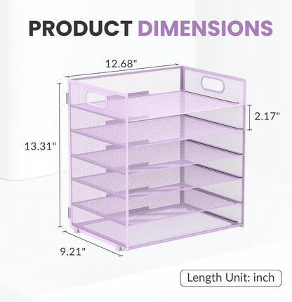 6-Tier Paper Organizer for Desk with Handle, Black