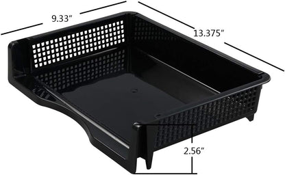 Plastic Stackable File Paper Storage Tray, Office Stackable Letter Tray, Black, 6 Pack