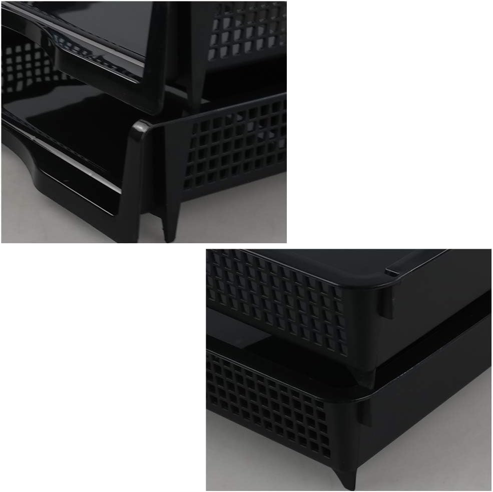 Plastic Stackable File Paper Storage Tray, Office Stackable Letter Tray, Black, 6 Pack