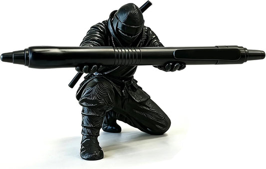 3D Printed Ninja Pen Holder - Cool Ninja Figurine Pen Stand, Decorative Desk Organizer for Office & Home (black)