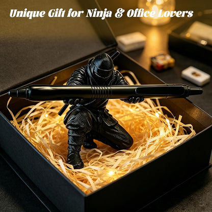 3D Printed Ninja Pen Holder - Cool Ninja Figurine Pen Stand, Decorative Desk Organizer for Office & Home (black)