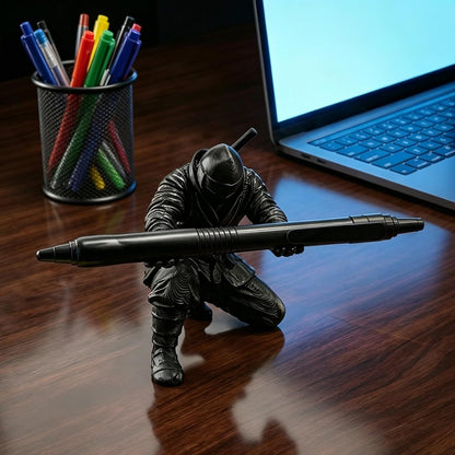 3D Printed Ninja Pen Holder - Cool Ninja Figurine Pen Stand, Decorative Desk Organizer for Office & Home (black)