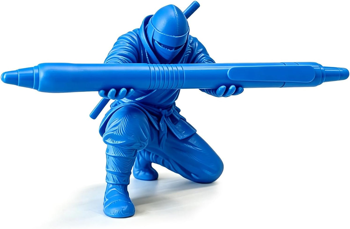 3D Printed Ninja Pen Holder - Cool Ninja Figurine Pen Stand, Decorative Desk Organizer for Office & Home (black)