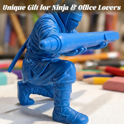 3D Printed Ninja Pen Holder - Cool Ninja Figurine Pen Stand, Decorative Desk Organizer for Office & Home (black)