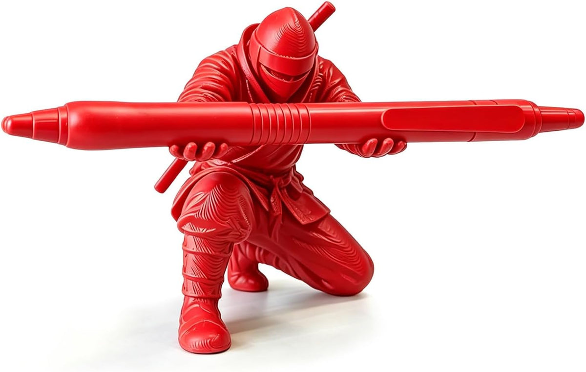 3D Printed Ninja Pen Holder - Cool Ninja Figurine Pen Stand, Decorative Desk Organizer for Office & Home (black)