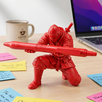 3D Printed Ninja Pen Holder - Cool Ninja Figurine Pen Stand, Decorative Desk Organizer for Office & Home (black)