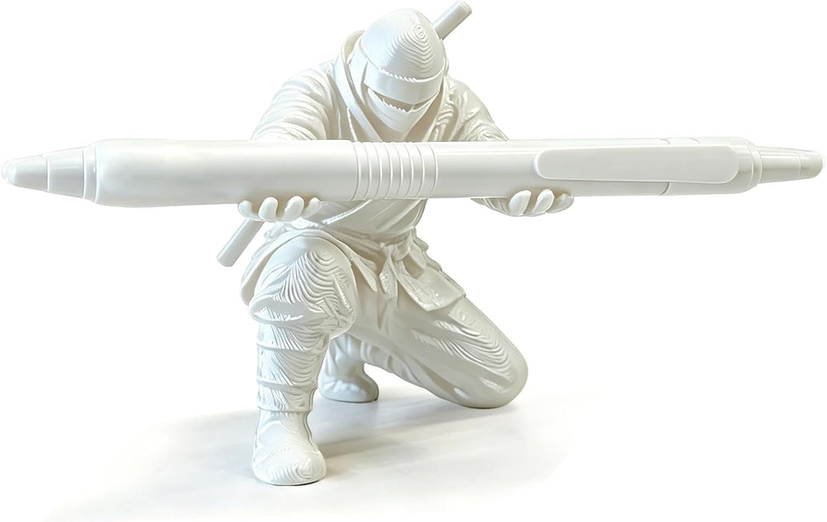 3D Printed Ninja Pen Holder - Cool Ninja Figurine Pen Stand, Decorative Desk Organizer for Office & Home (black)