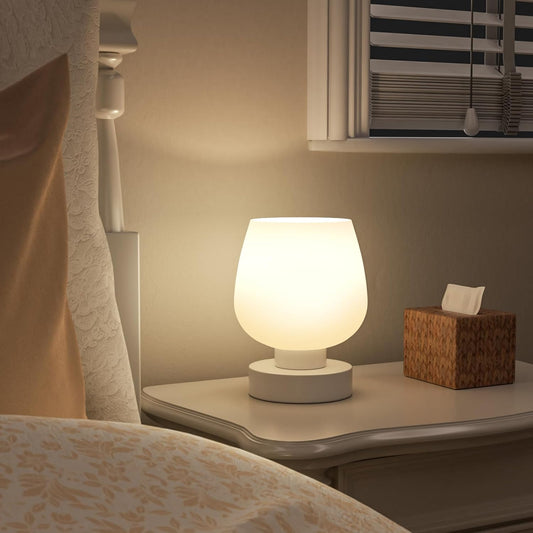 Seealle Small Touch Table Lamp for Nightstand, 3 Way Dimmable Bedside Lamp