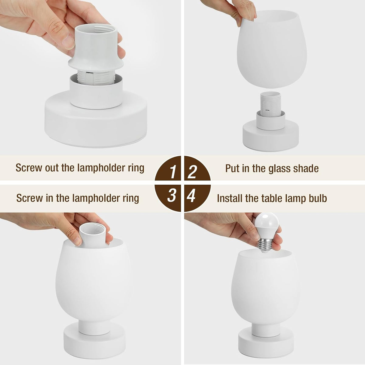 Seealle Small Touch Table Lamp for Nightstand, 3 Way Dimmable Bedside Lamp