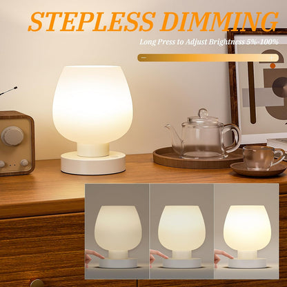 Seealle Small Touch Table Lamp for Nightstand, 3 Way Dimmable Bedside Lamp