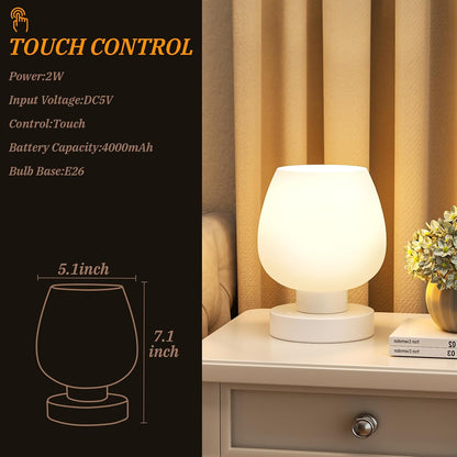 Seealle Small Touch Table Lamp for Nightstand, 3 Way Dimmable Bedside Lamp