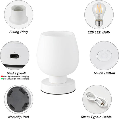 Seealle Small Touch Table Lamp for Nightstand, 3 Way Dimmable Bedside Lamp