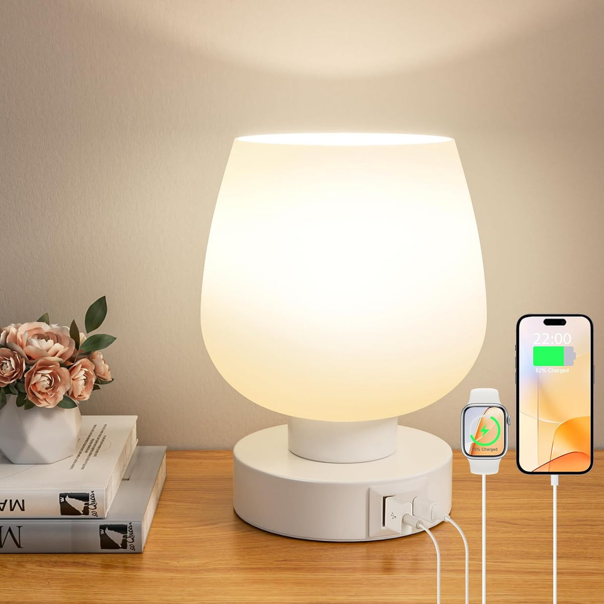 Seealle Small Touch Table Lamp for Nightstand, 3 Way Dimmable Bedside Lamp
