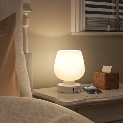Seealle Small Touch Table Lamp for Nightstand, 3 Way Dimmable Bedside Lamp