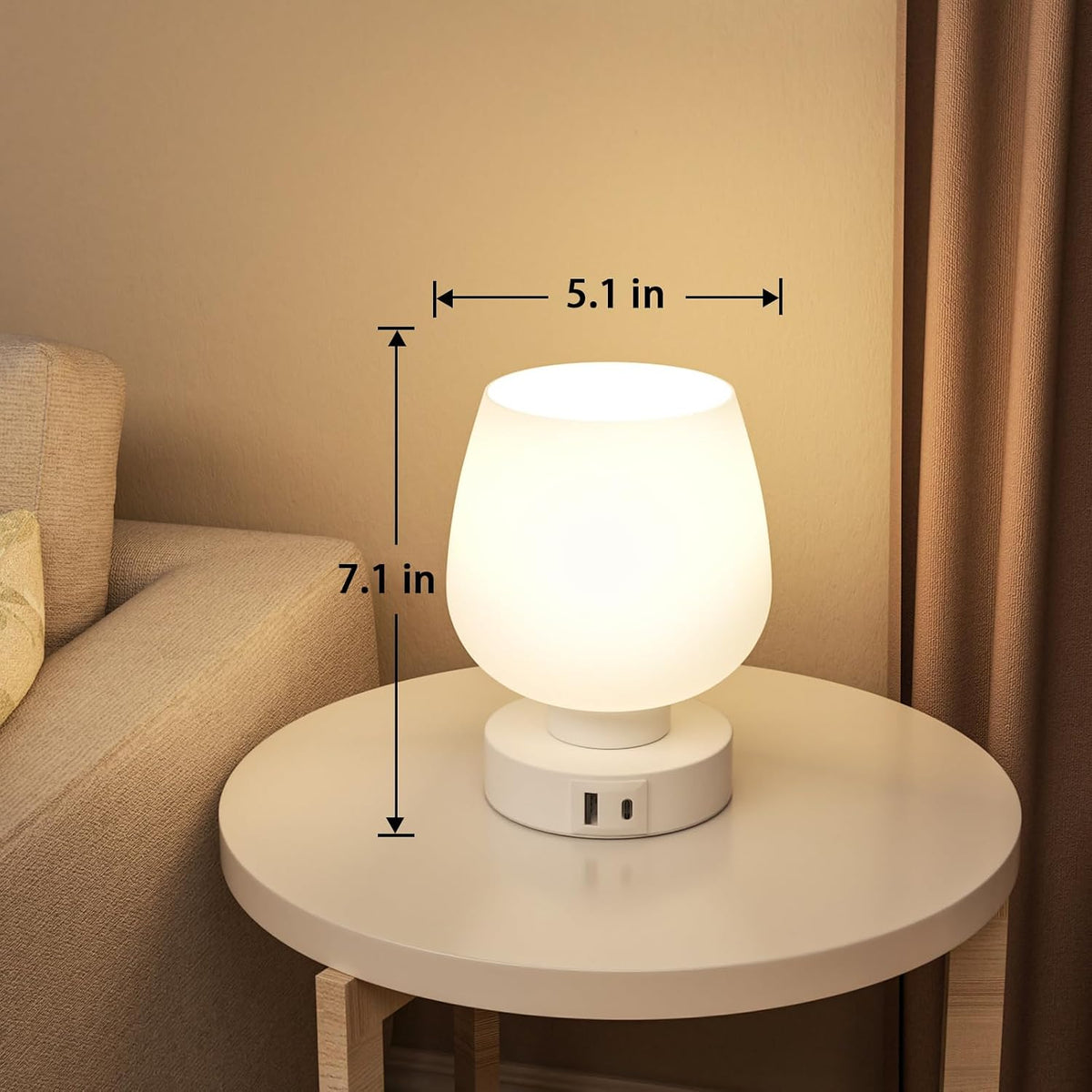 Seealle Small Touch Table Lamp for Nightstand, 3 Way Dimmable Bedside Lamp