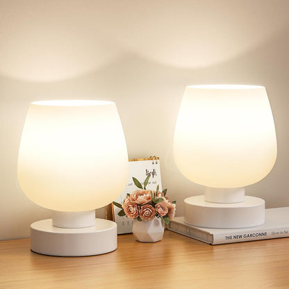 Seealle Small Touch Table Lamp for Nightstand, 3 Way Dimmable Bedside Lamp