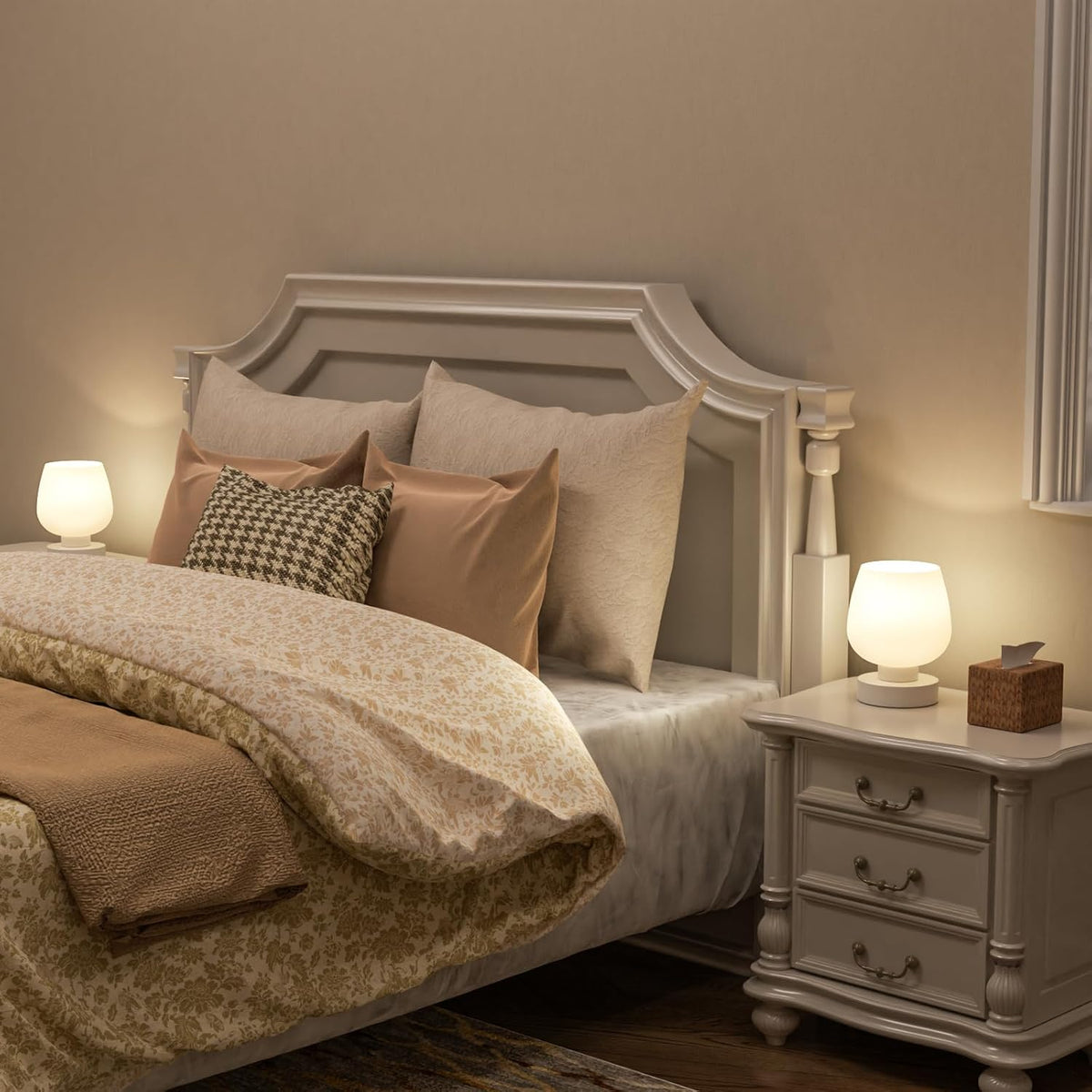 Seealle Small Touch Table Lamp for Nightstand, 3 Way Dimmable Bedside Lamp