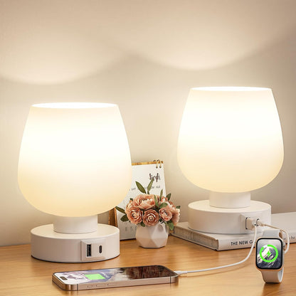 Seealle Small Touch Table Lamp for Nightstand, 3 Way Dimmable Bedside Lamp