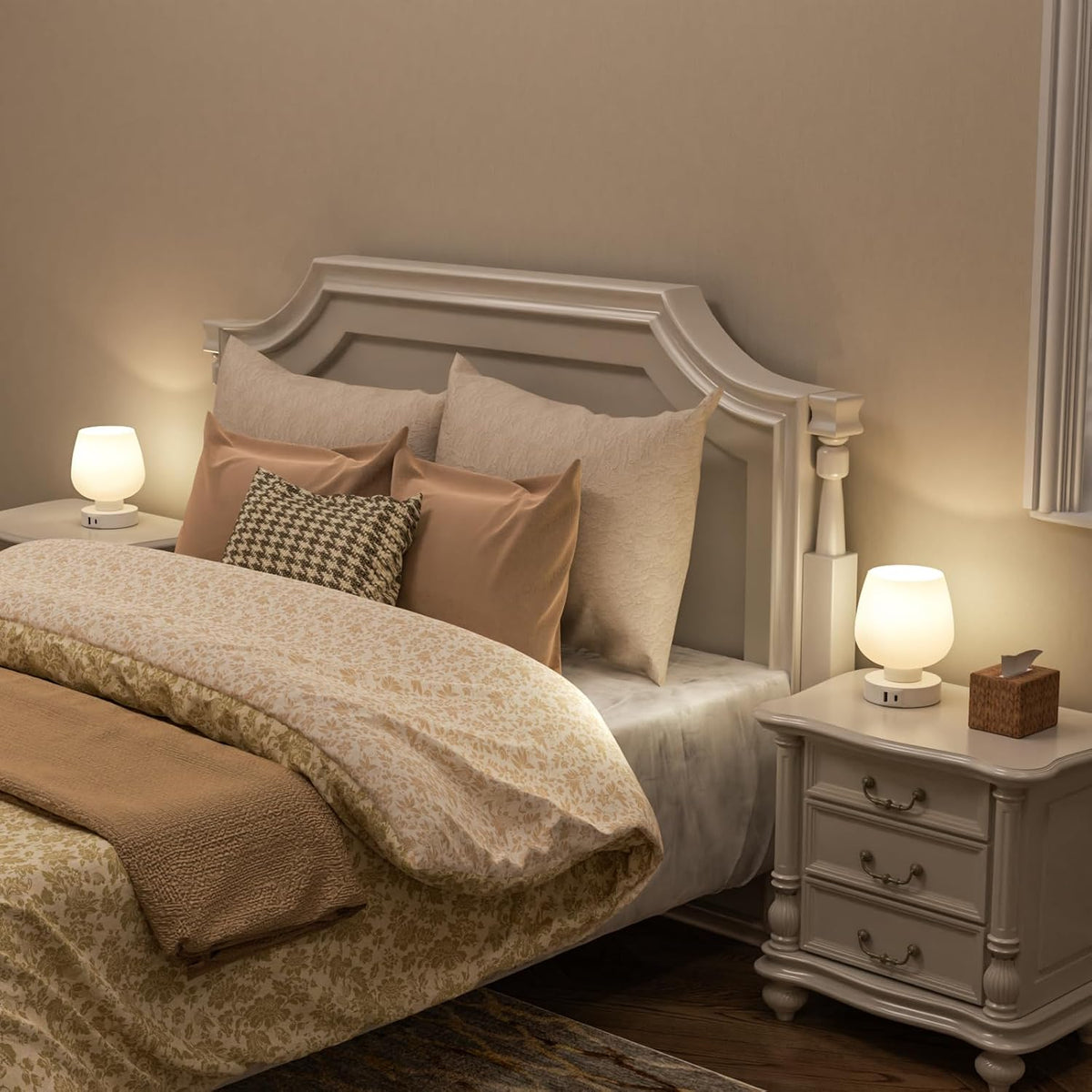 Seealle Small Touch Table Lamp for Nightstand, 3 Way Dimmable Bedside Lamp