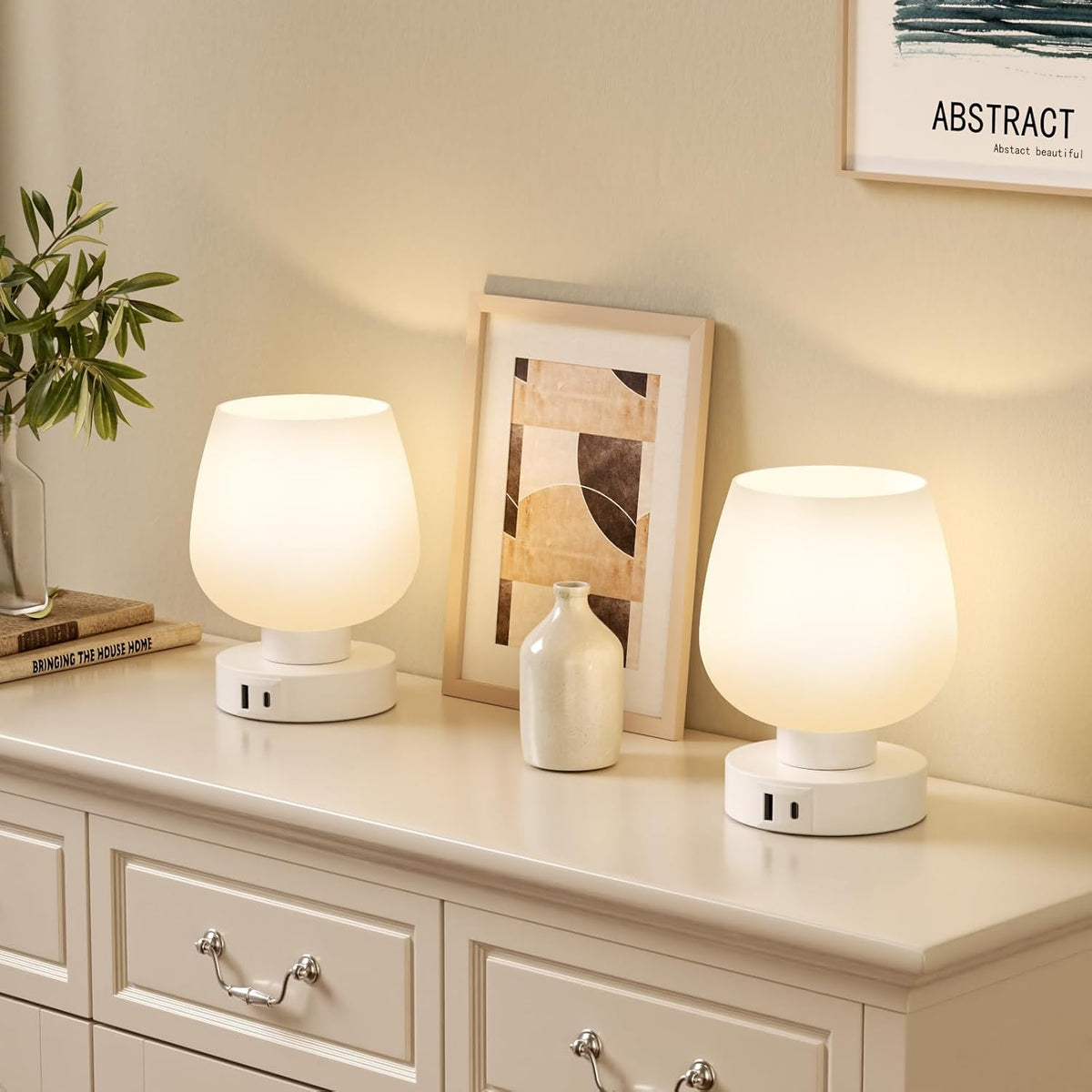 Seealle Small Touch Table Lamp for Nightstand, 3 Way Dimmable Bedside Lamp