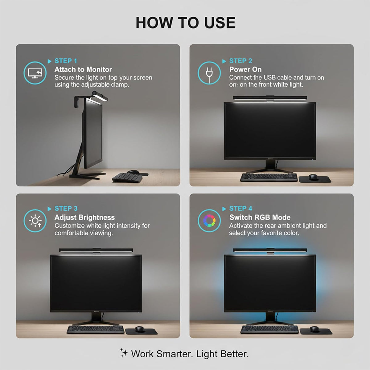 Monitor Light Bar – Full Spectrum LED Screen Lamp, No Glare Eye Care, USB Powered, Home Office Desk Light