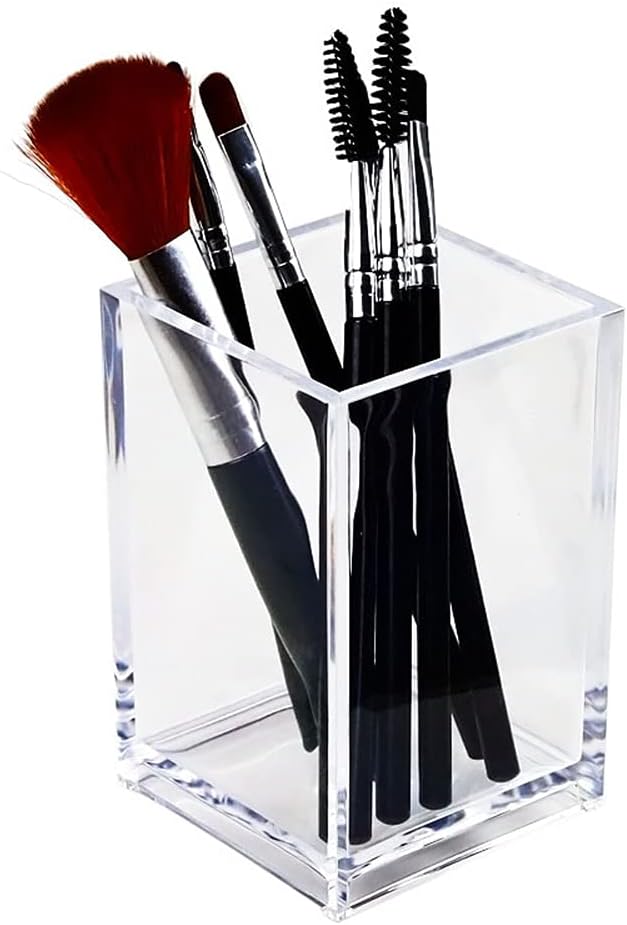 2 Pack Clear Acrylic Pencil Pen Holder Cup, Makeup Brush Holder Acrylic Desk Accessories