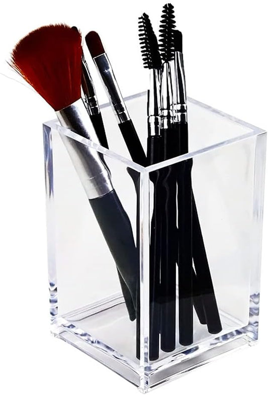 2 Pack Clear Acrylic Pencil Pen Holder Cup, Makeup Brush Holder Acrylic Desk Accessories
