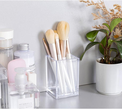 2 Pack Clear Acrylic Pencil Pen Holder Cup, Makeup Brush Holder Acrylic Desk Accessories