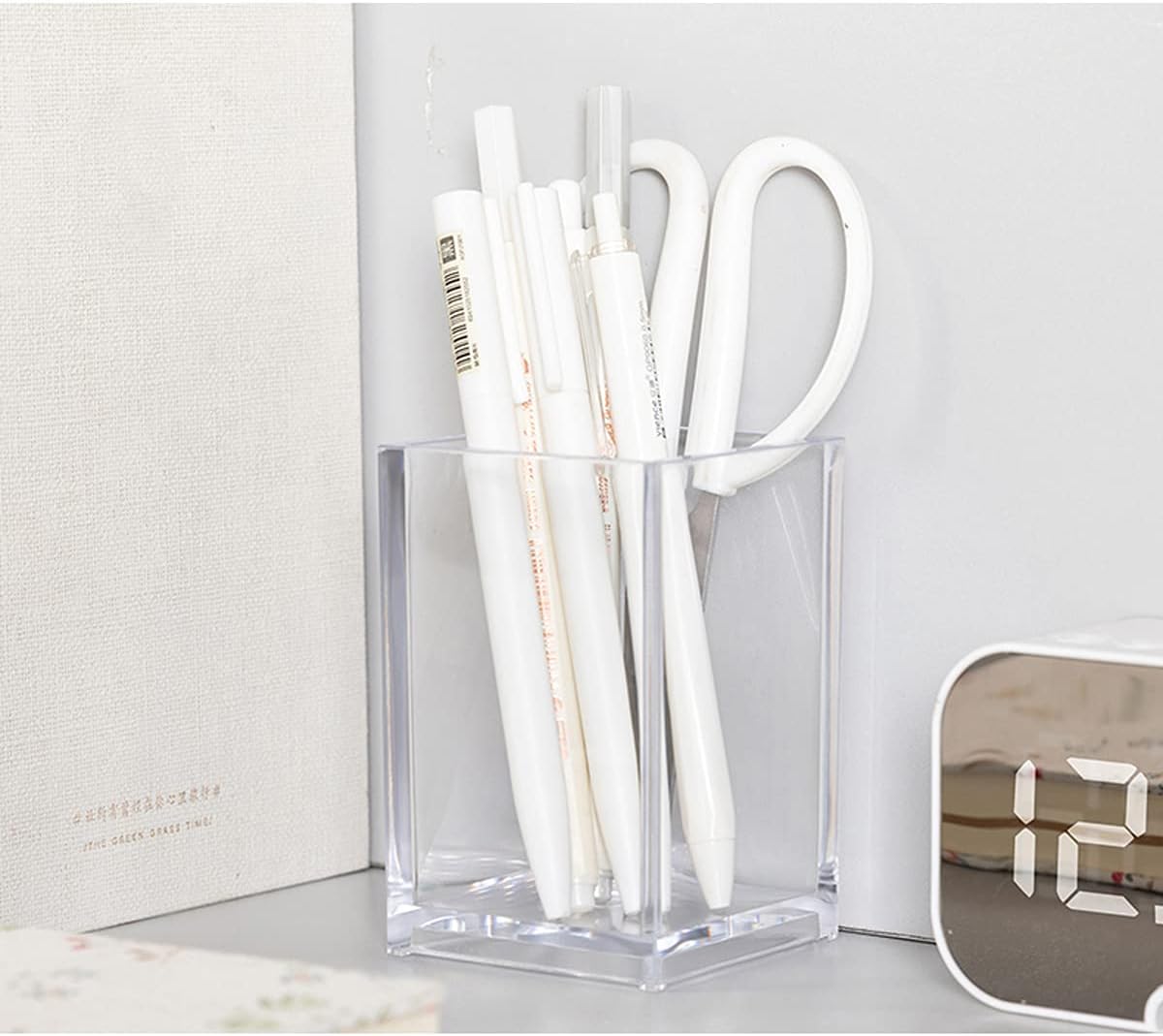 2 Pack Clear Acrylic Pencil Pen Holder Cup, Makeup Brush Holder Acrylic Desk Accessories