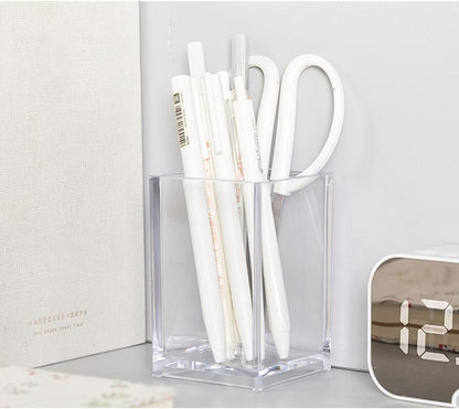 2 Pack Clear Acrylic Pencil Pen Holder Cup, Makeup Brush Holder Acrylic Desk Accessories