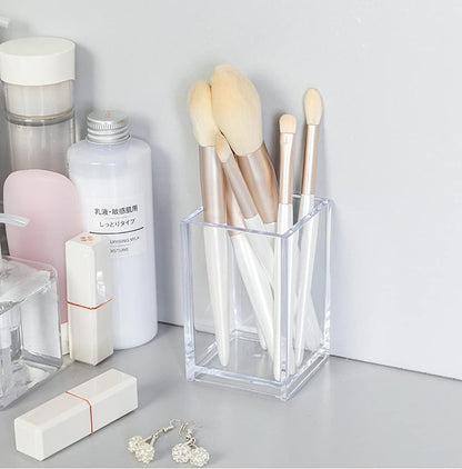 2 Pack Clear Acrylic Pencil Pen Holder Cup, Makeup Brush Holder Acrylic Desk Accessories