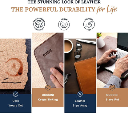 XL Desk Pad - Large Vegan Leather Desk Mat (17 x 36) - Buttery Smooth Writing, Damage Blocking, Non-Slip, Waterproof - Home Office Computer Desk Protector Blotter Laptop Keyboard Mouse Pad
